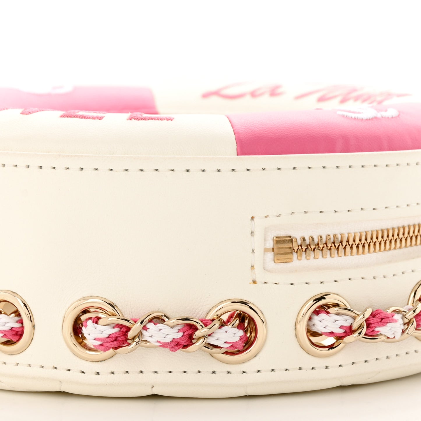 Lambskin Coco Lifesaver Round Bag Pink White