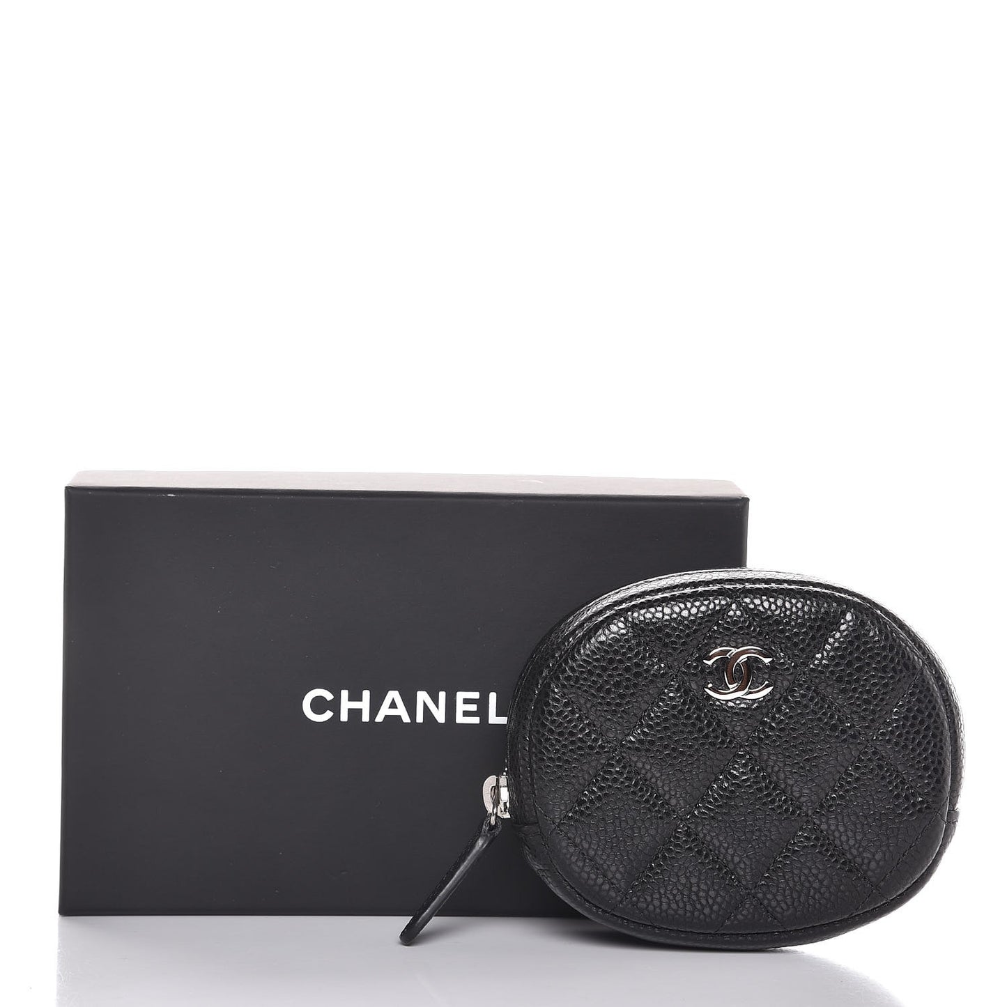 Caviar Quilted Zip Around Classic Coin Purse Black