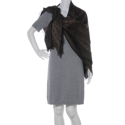 Louis Vuitton Wool Silk Monogram Shawl Chocolate 3 of 5