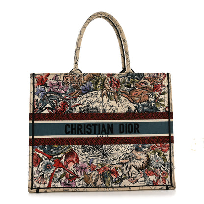 Christian Dior Canvas Embroidered Large Zodiac Book Tote Latte Multicolor 1 of 15