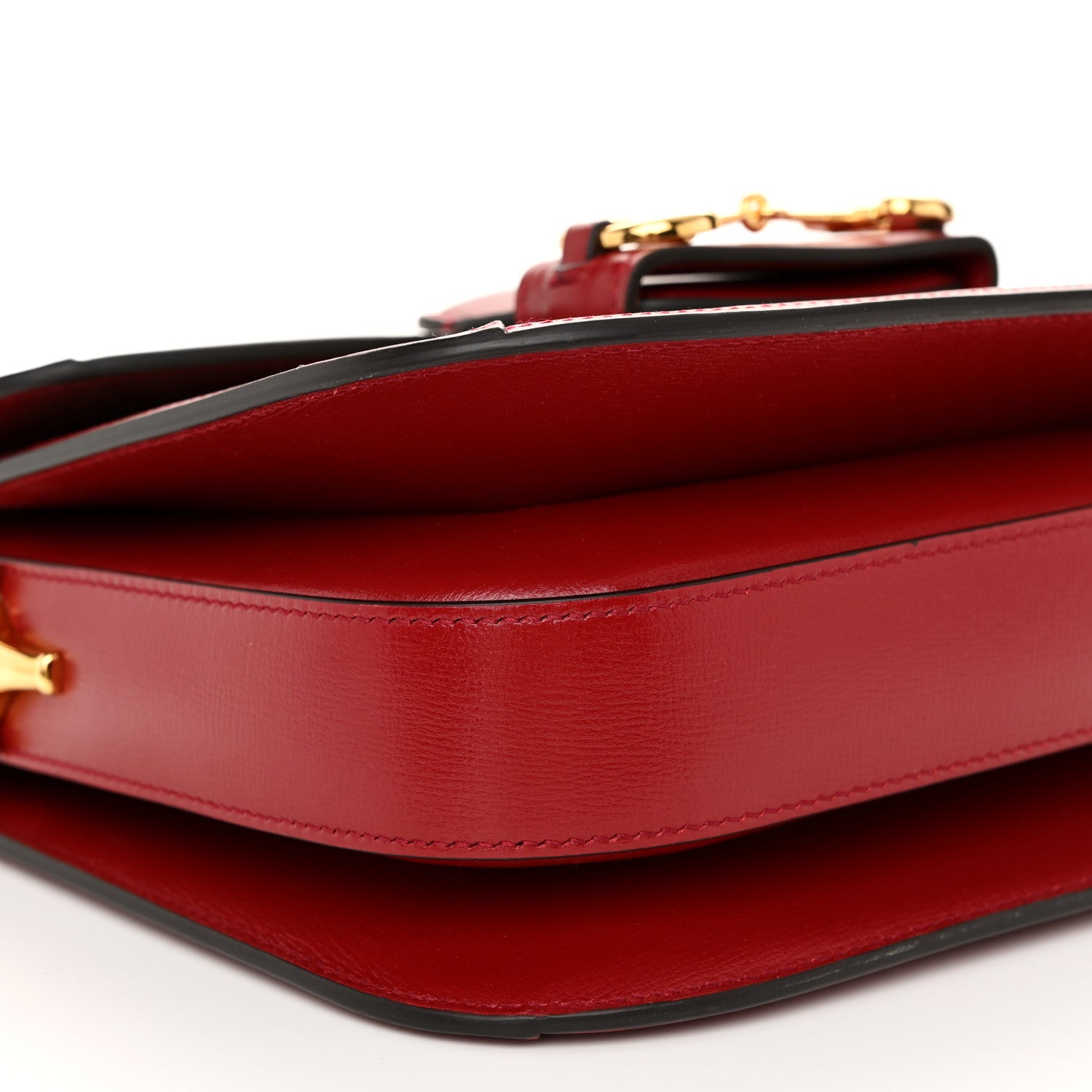 Gucci GG Supreme Monogram Azalea Calfskin Horsebit 1955 Shoulder Bag Beige Ebony New Cherry Red 9 of 11