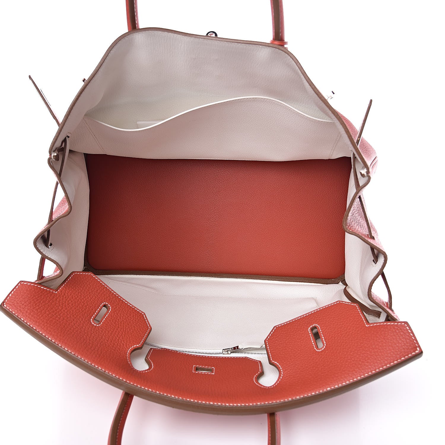 Hermes Togo Casaque Birkin 40 Sanguine White 7 of 31