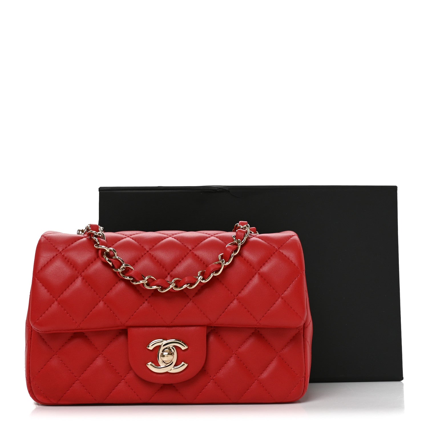 Chanel Lambskin Quilted Mini Rectangular Flap Red 11 of 11