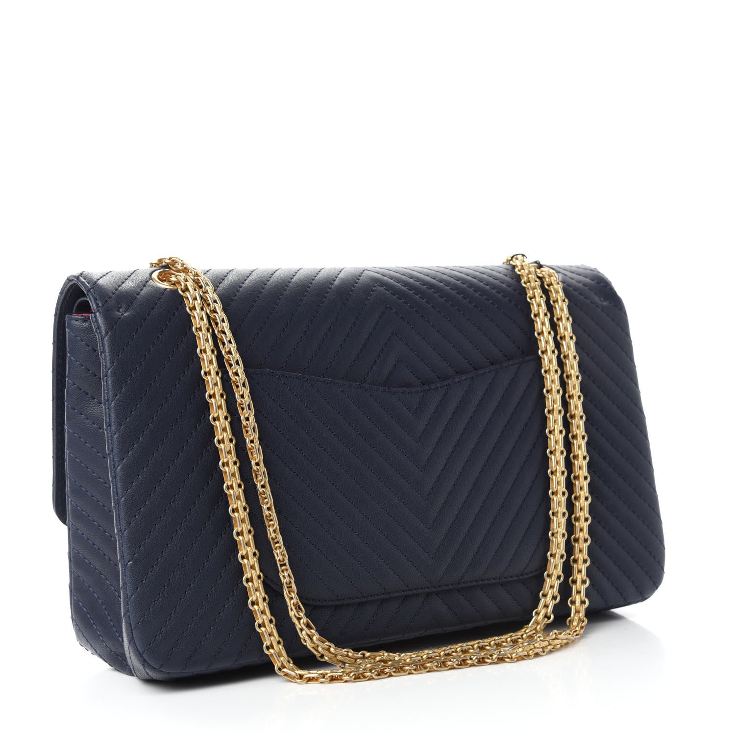 Chanel Sheepskin Chevron Quilted 2.55 Reissue 226 Flap Navy Blue 4 of 12