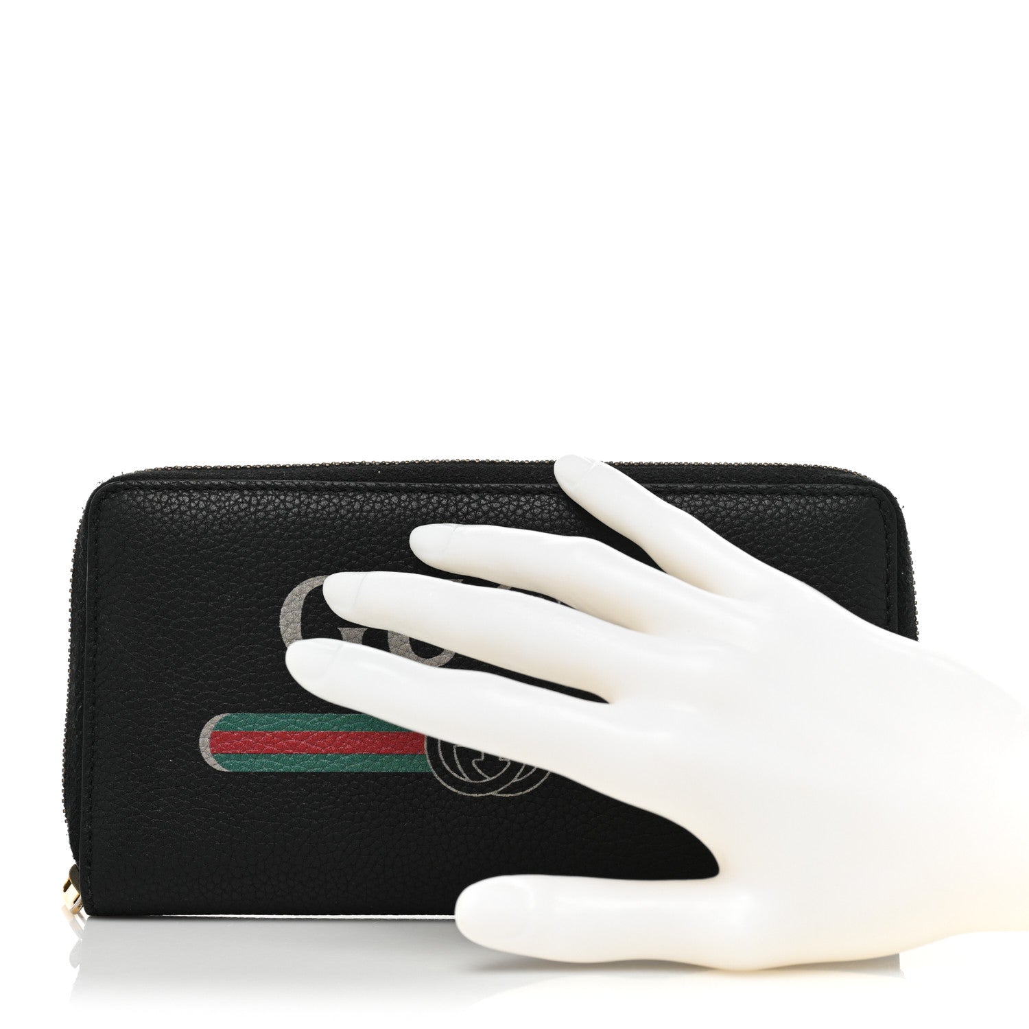 Gucci Calfskin Logo Zip Around Wallet Black 2 of 14