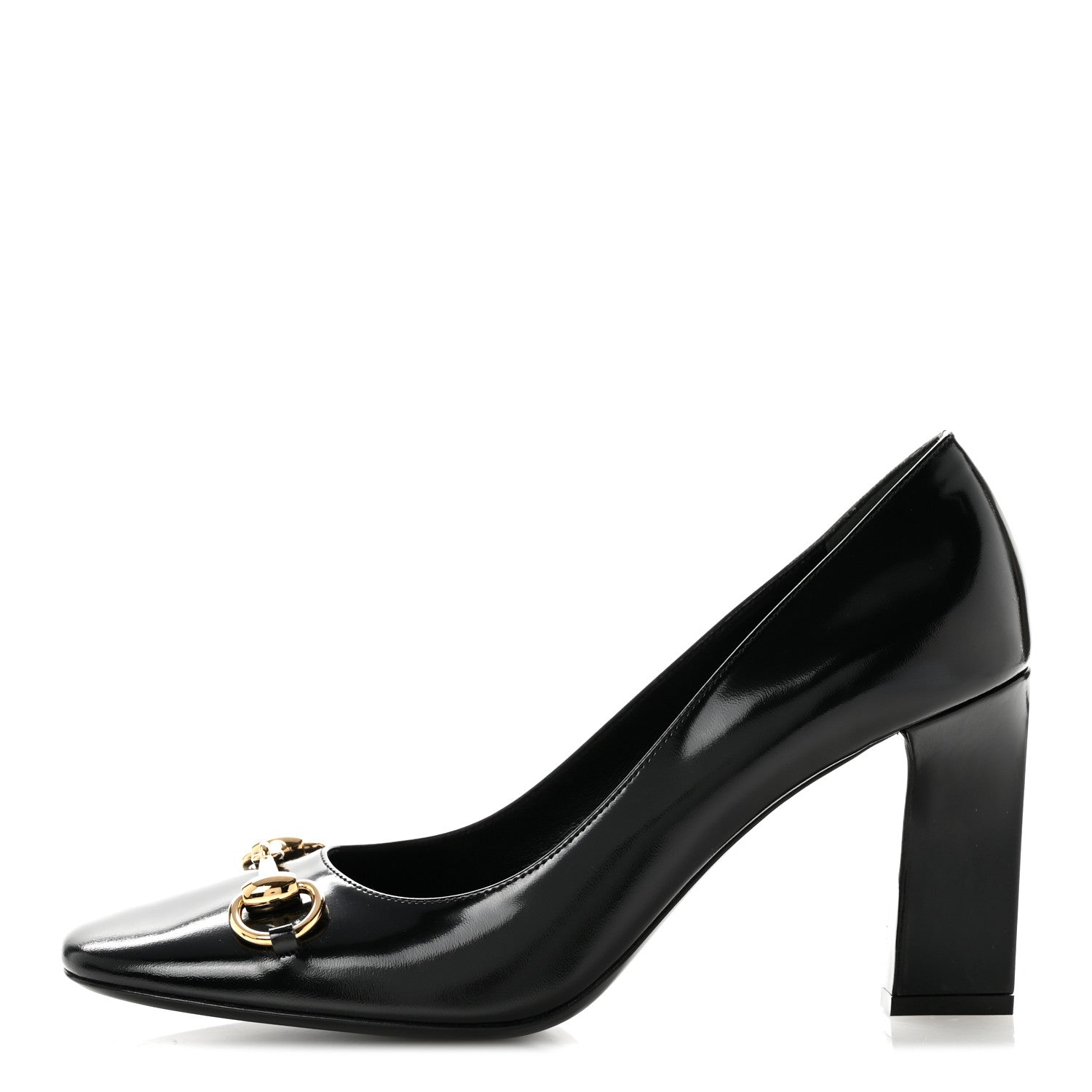 Gucci Shiny Calfskin Horsebit Signora 85mm Pumps 39 Black 1 of 10