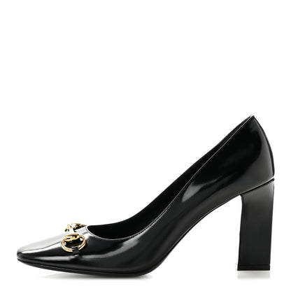 Gucci Shiny Calfskin Horsebit Signora 85mm Pumps 39 Black 1 of 10