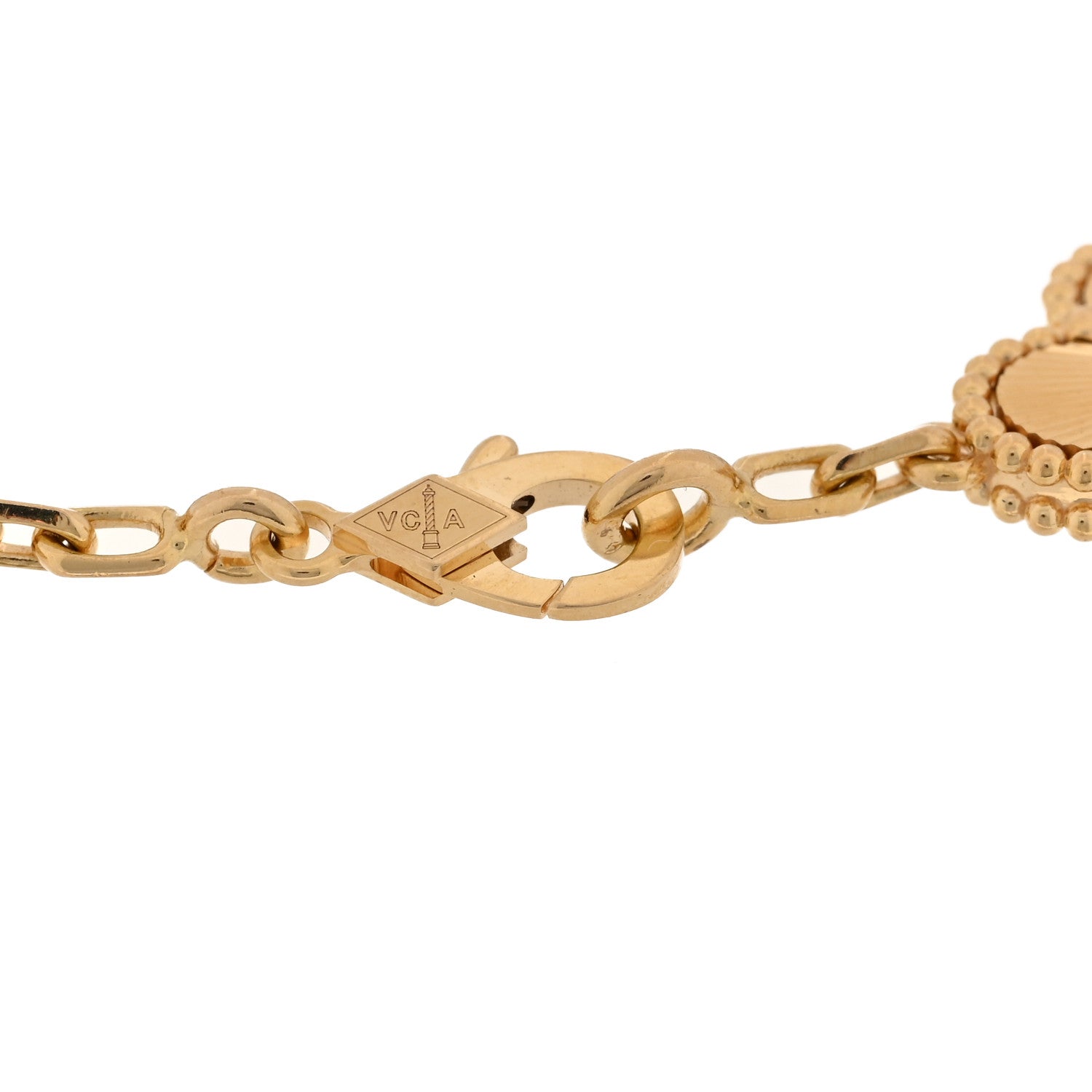 Van Cleef & Arpels 18K Yellow Gold 5 Motifs Guilloche Vintage Alhambra Bracelet 3 of 4