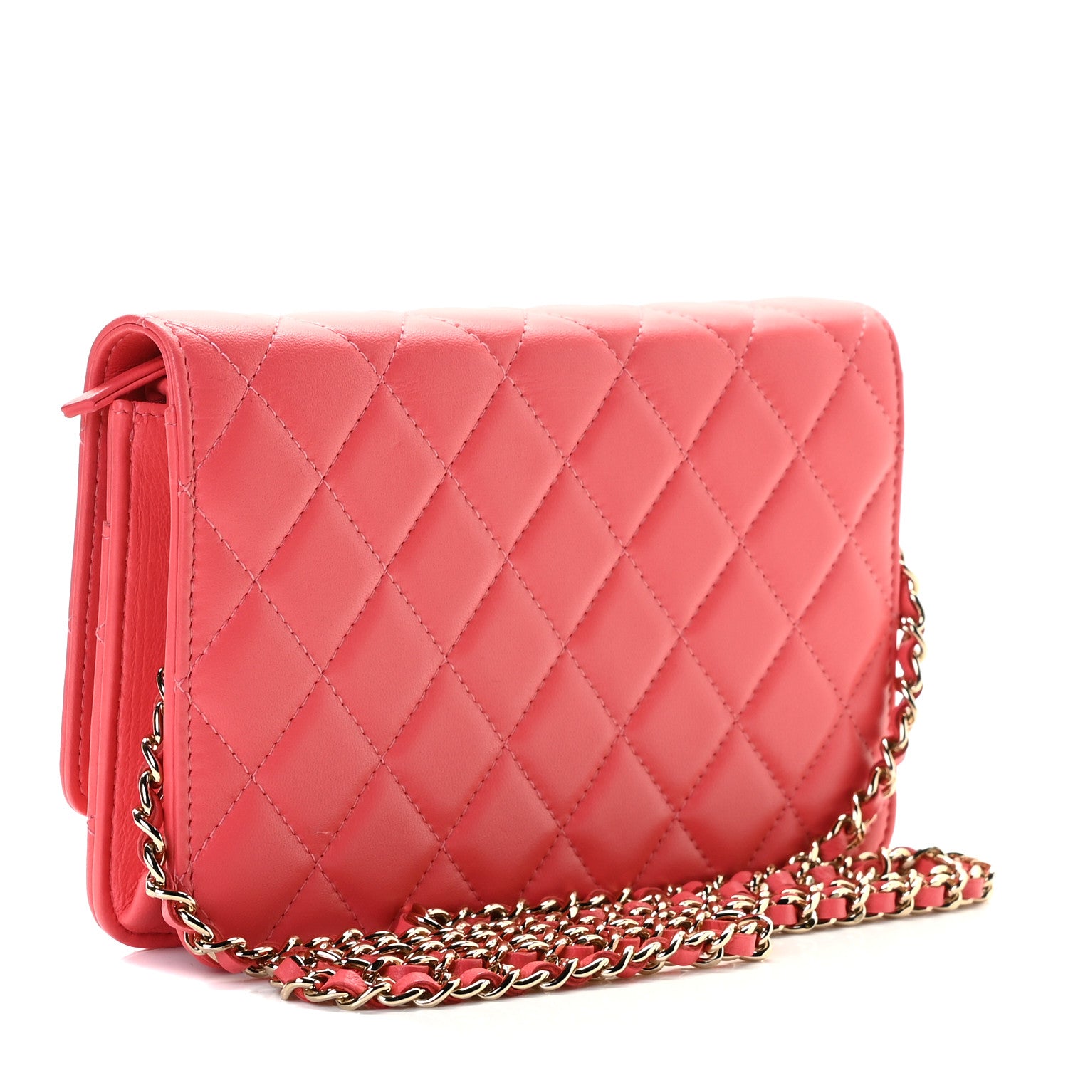 Chanel Lambskin Camellia Wallet on Chain WOC Pink 2 of 8
