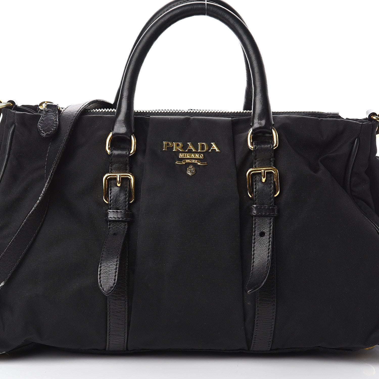 Prada Tessuto Nylon Vitello Daino Tote Black 6 of 8
