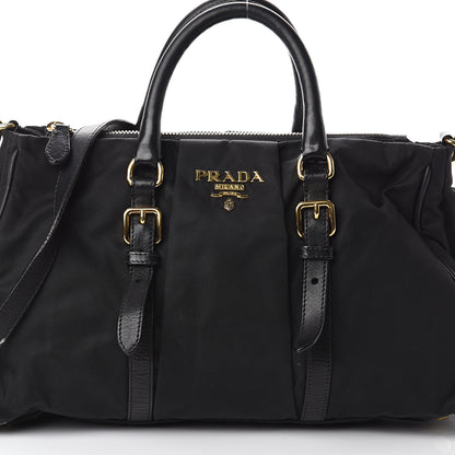 Prada Tessuto Nylon Vitello Daino Tote Black 6 of 8