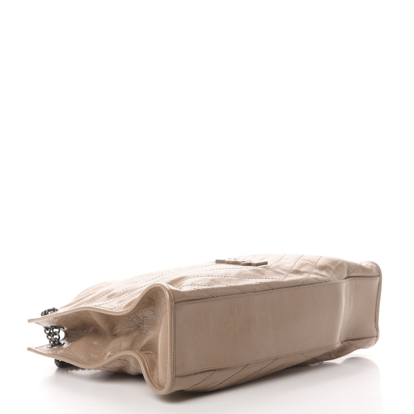 Crinkled Calfskin Matelasse Monogram Niki Shoulder Bag Gold Sand