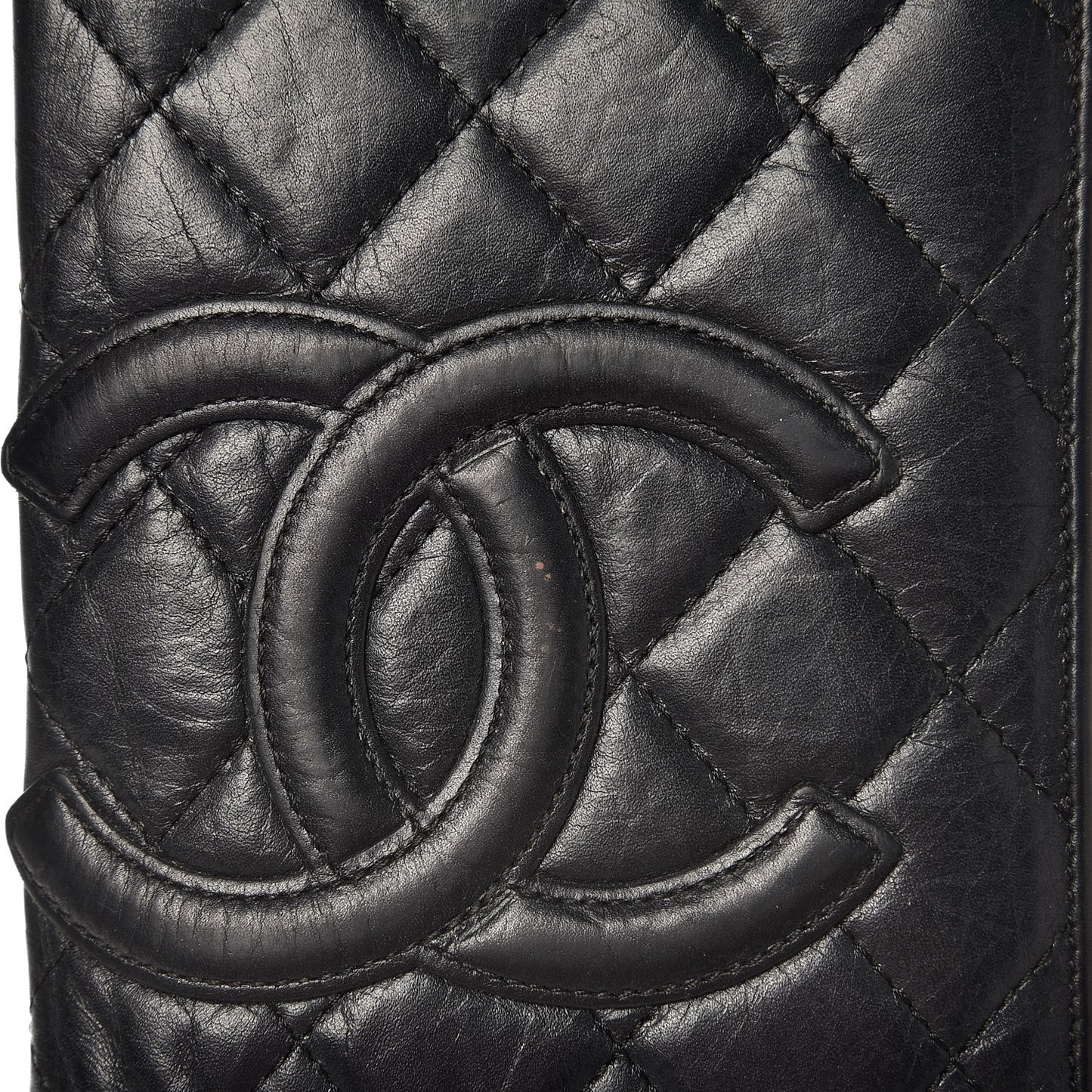 Calfskin Quilted Cambon Yen Wallet Black