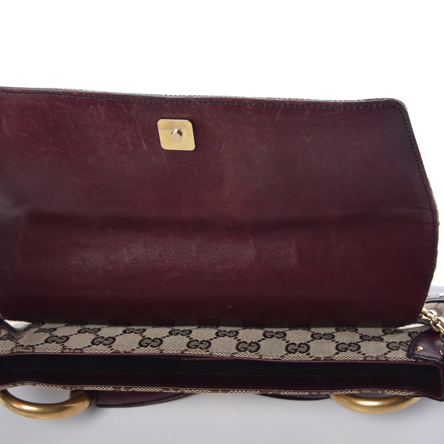 Monogram Studded Large Horsebit Clutch Bordeaux