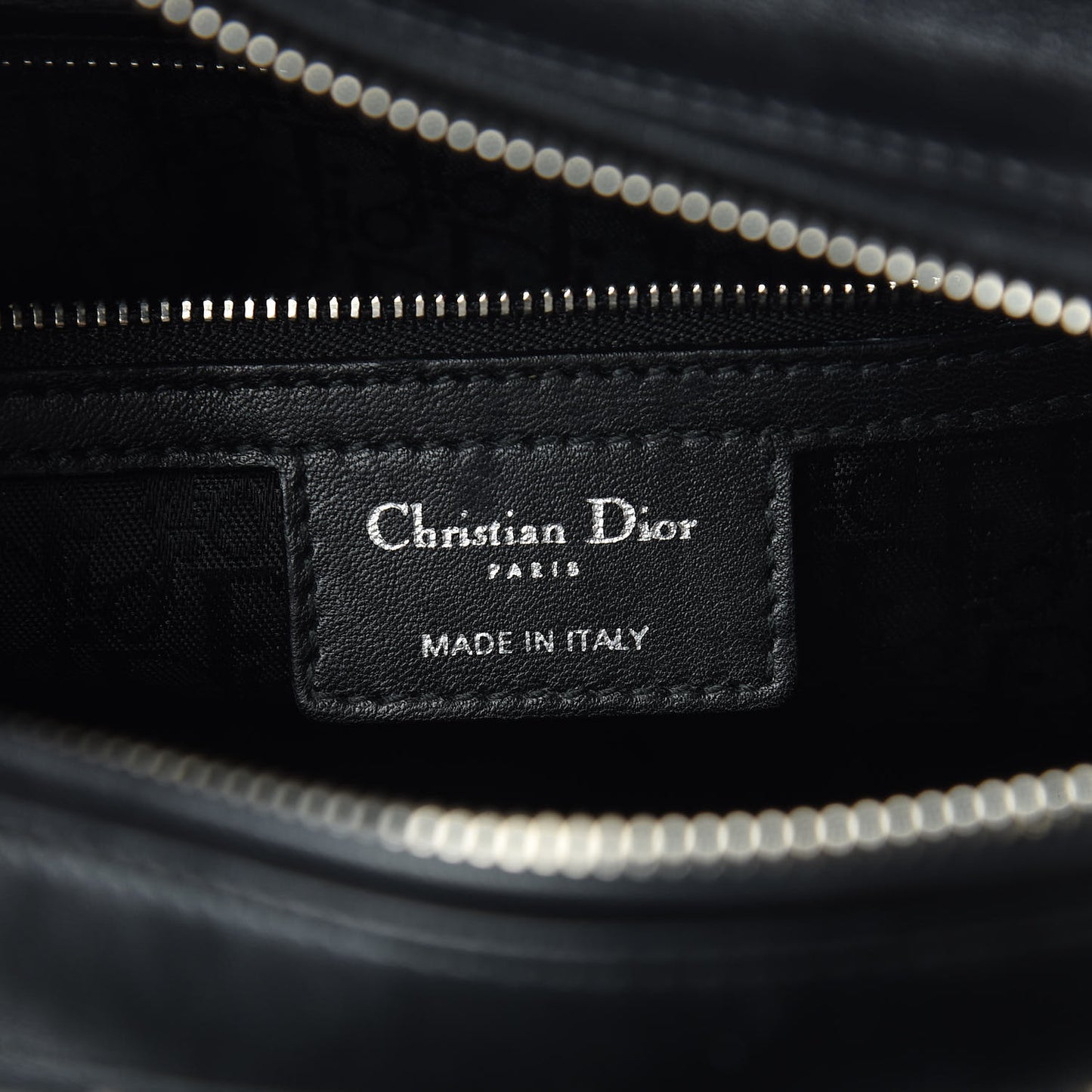 Lambskin Stitched Large Lady Dior Black