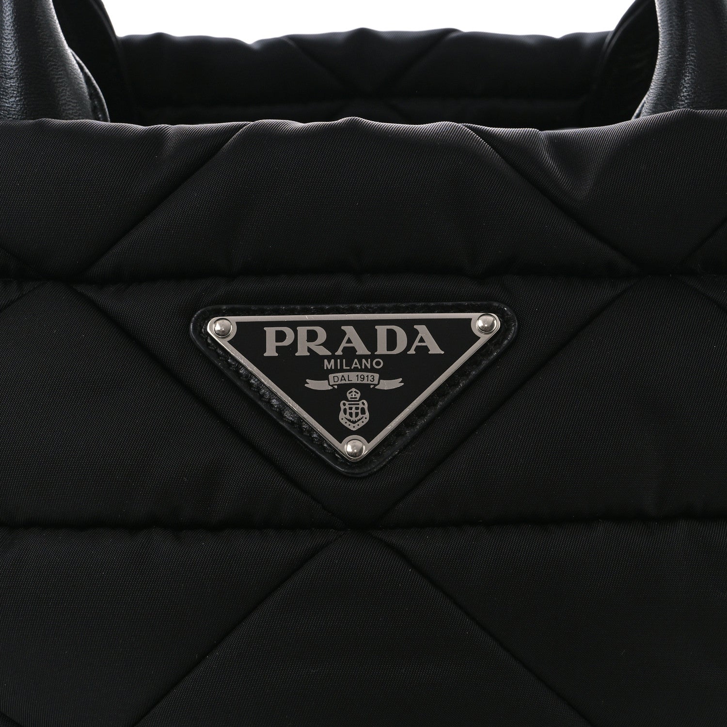 Prada Re-Nylon Nappa Triangle Quilted Padded Small Double Handled Zip Tote Black 9 of 11
