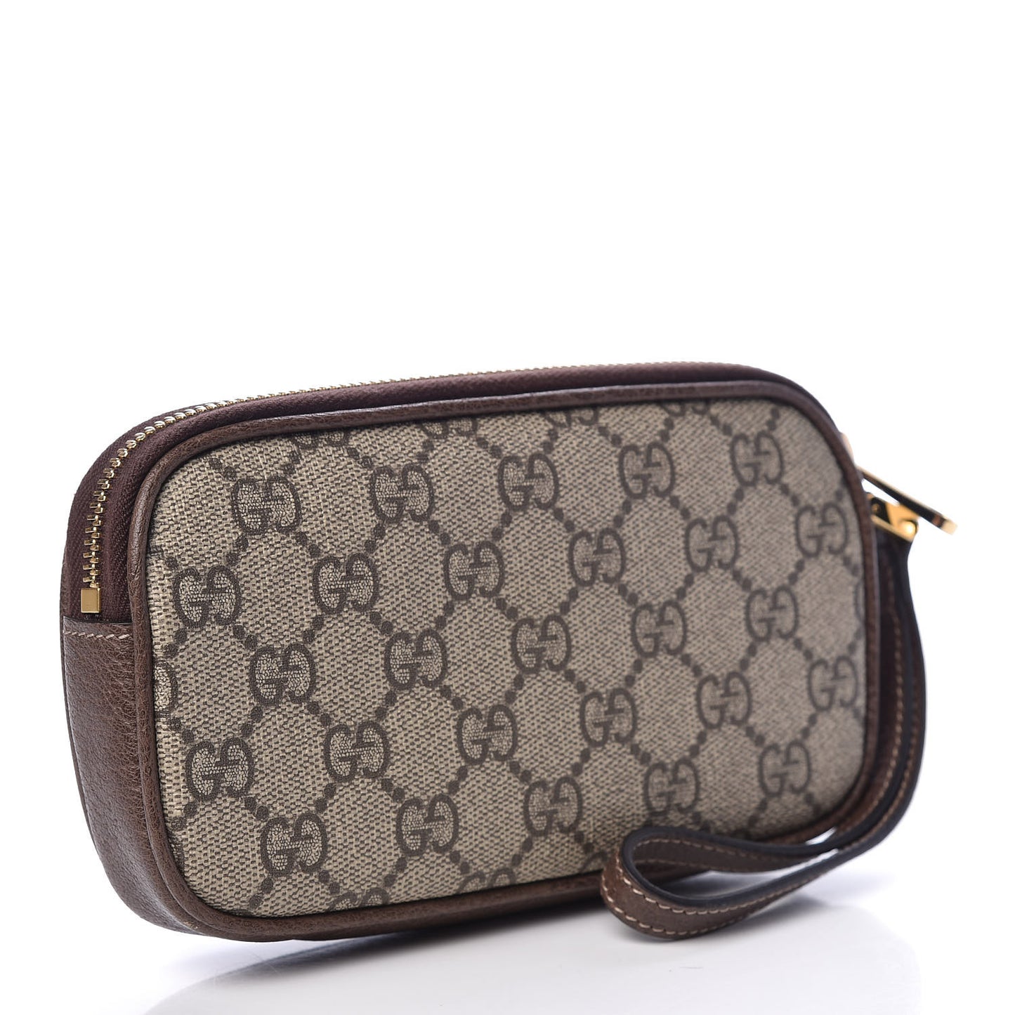 GG Supreme Monogram Ophidia Phone Case Wristlet Brown