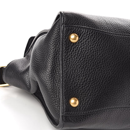 Prada Vitello Daino Sound Twin Pocket Satchel Black 8 of 9