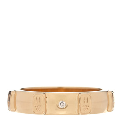 Harry Winston 18K Yellow Gold Diamond HW Logo Single Diamond Band Ring 53 6.25 1 of 7