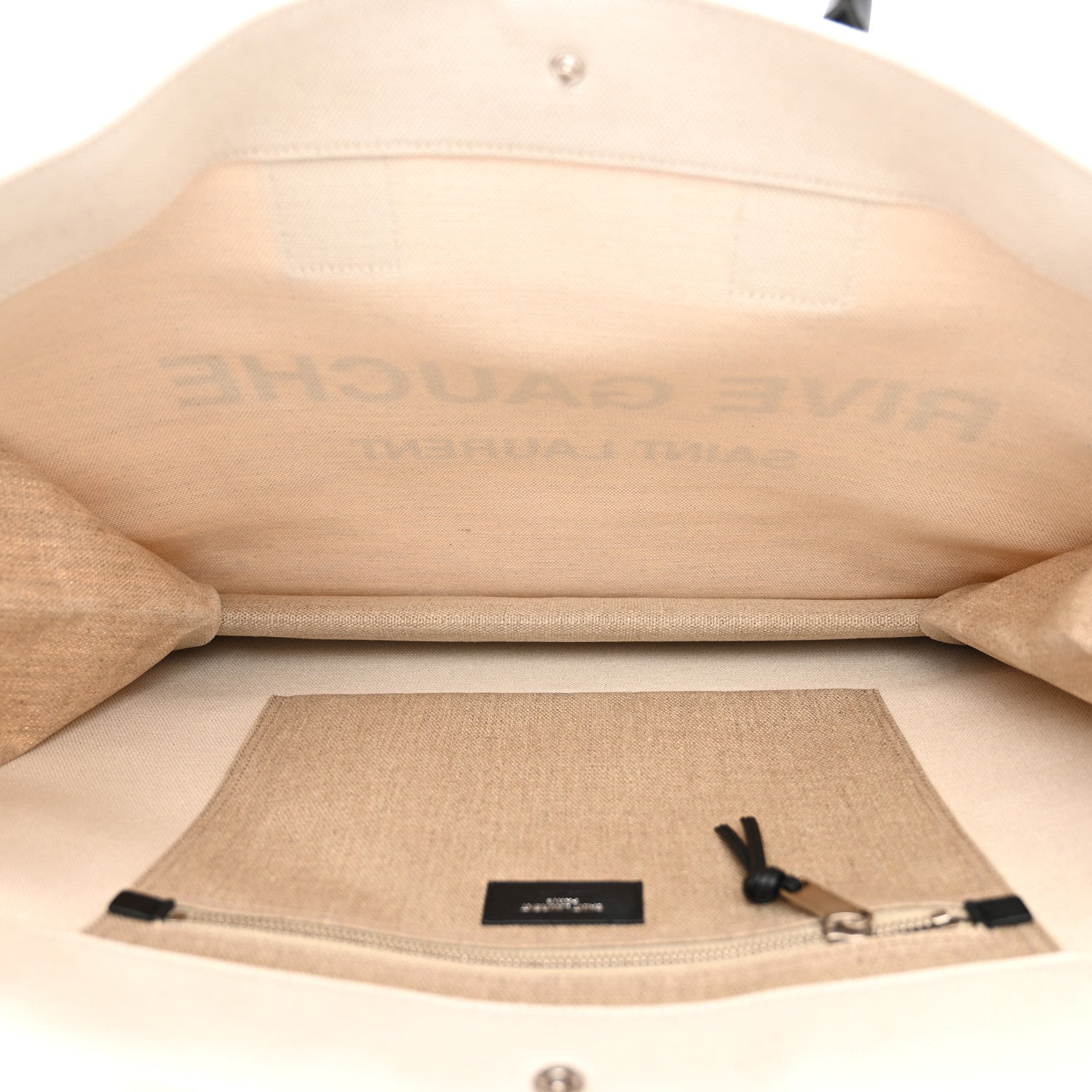 Saint Laurent Linen Calfskin Rive Gauche Tote Greggio Natural 5 of 9