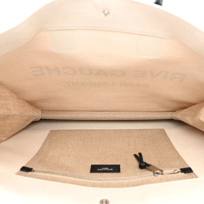 Saint Laurent Linen Calfskin Rive Gauche Tote Greggio Natural 5 of 9