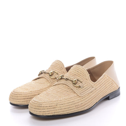 Gucci Raffia Mens Brixton Horsebit Loafers 10.5 Naturale Sand Storm 3 of 9