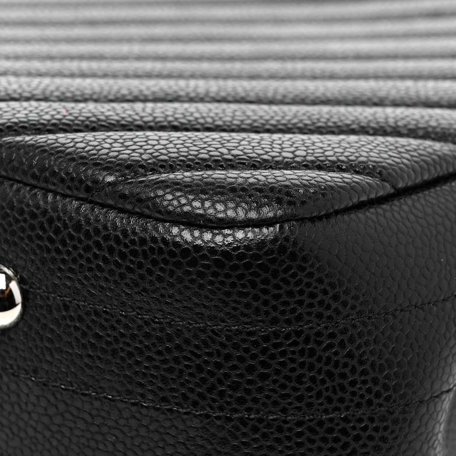 Chanel Caviar Chevron Quilted Large Shopping Tote Black 12 of 15