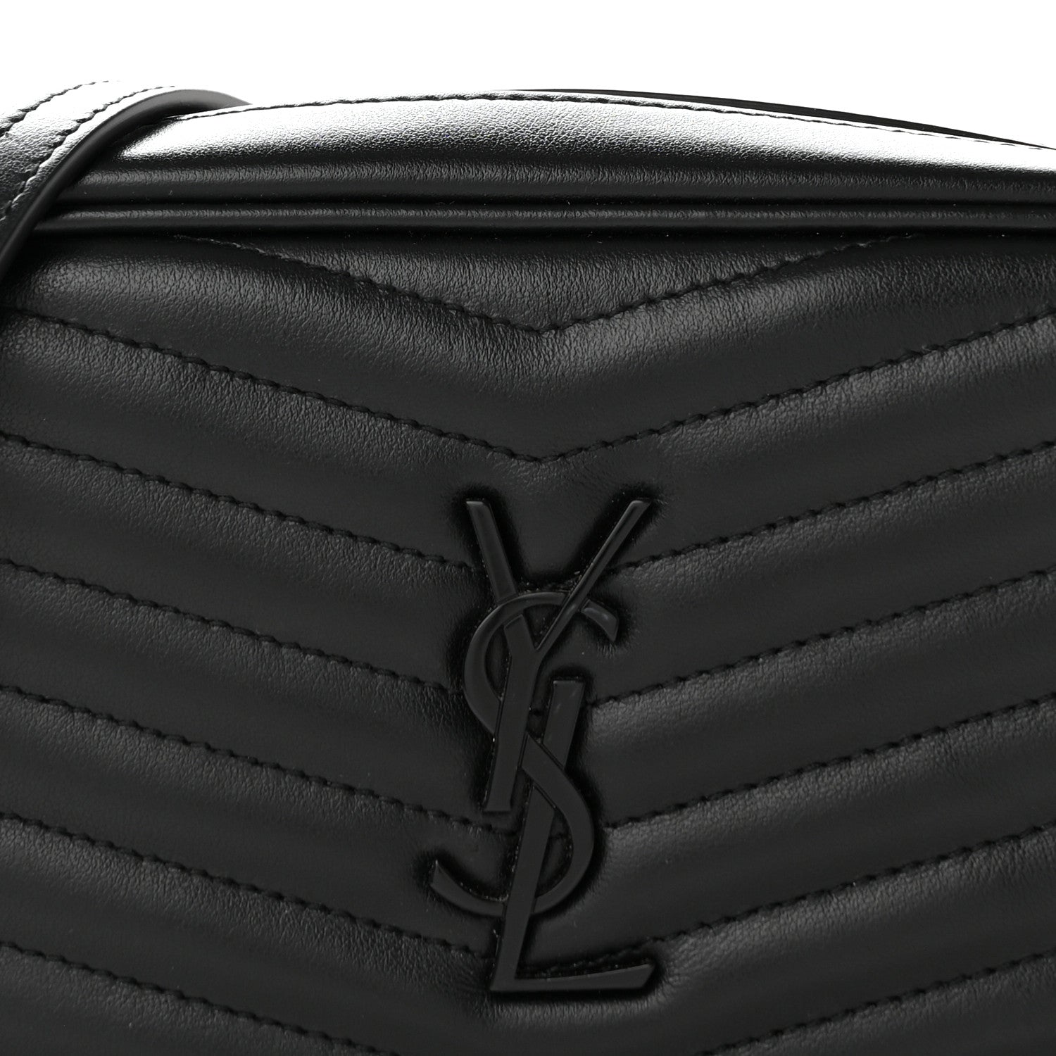 Saint Laurent Calfskin Matelasse Monochrome Monogram Mini Lou Camera Bag Black 7 of 10