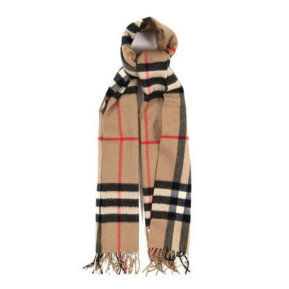 Burberry Cashmere Giant Check Fringe Scarf Archive Beige 1 of 3
