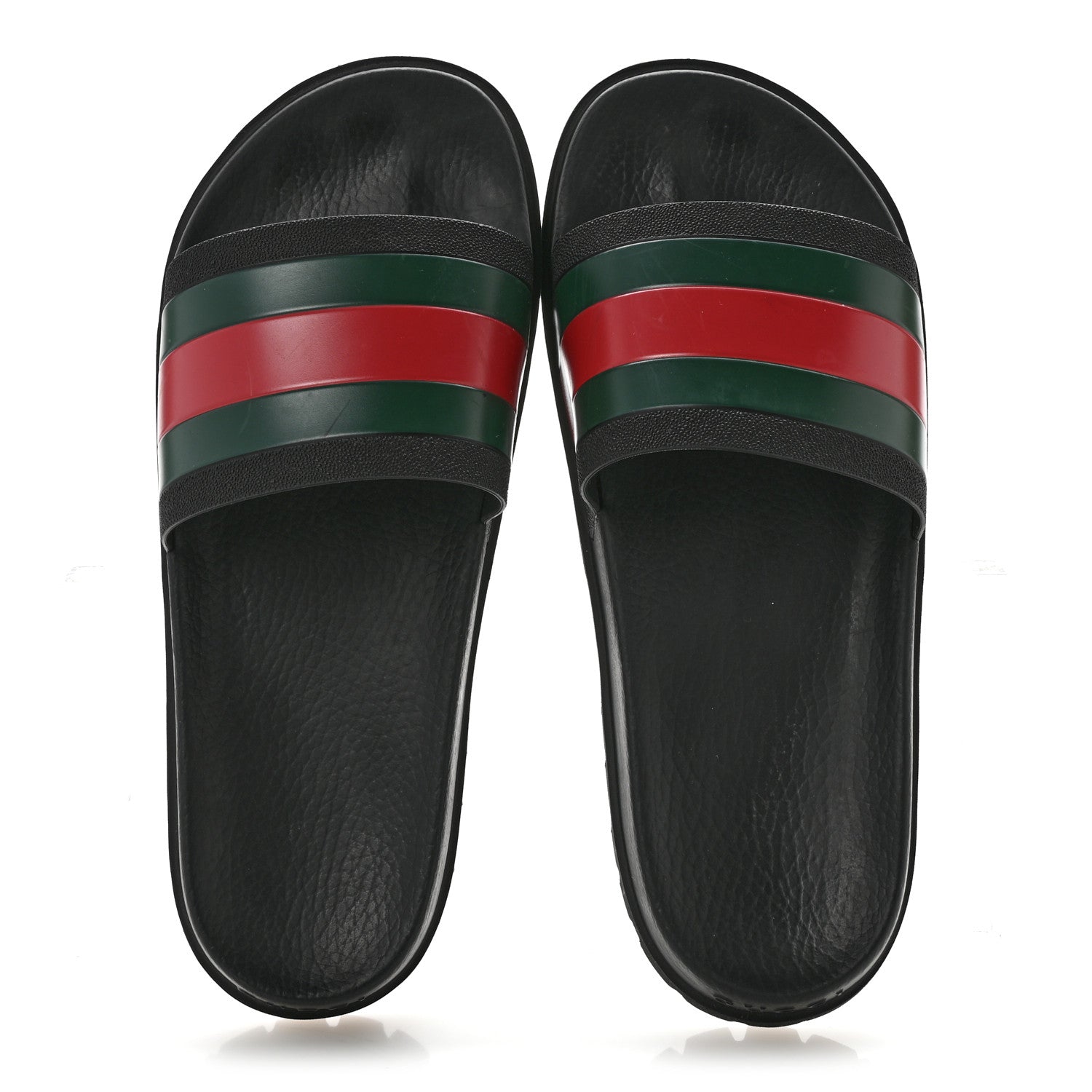 Gucci Rubber Web Mens Lug Sole Slide Sandals 11 Black Green Red 2 of 9