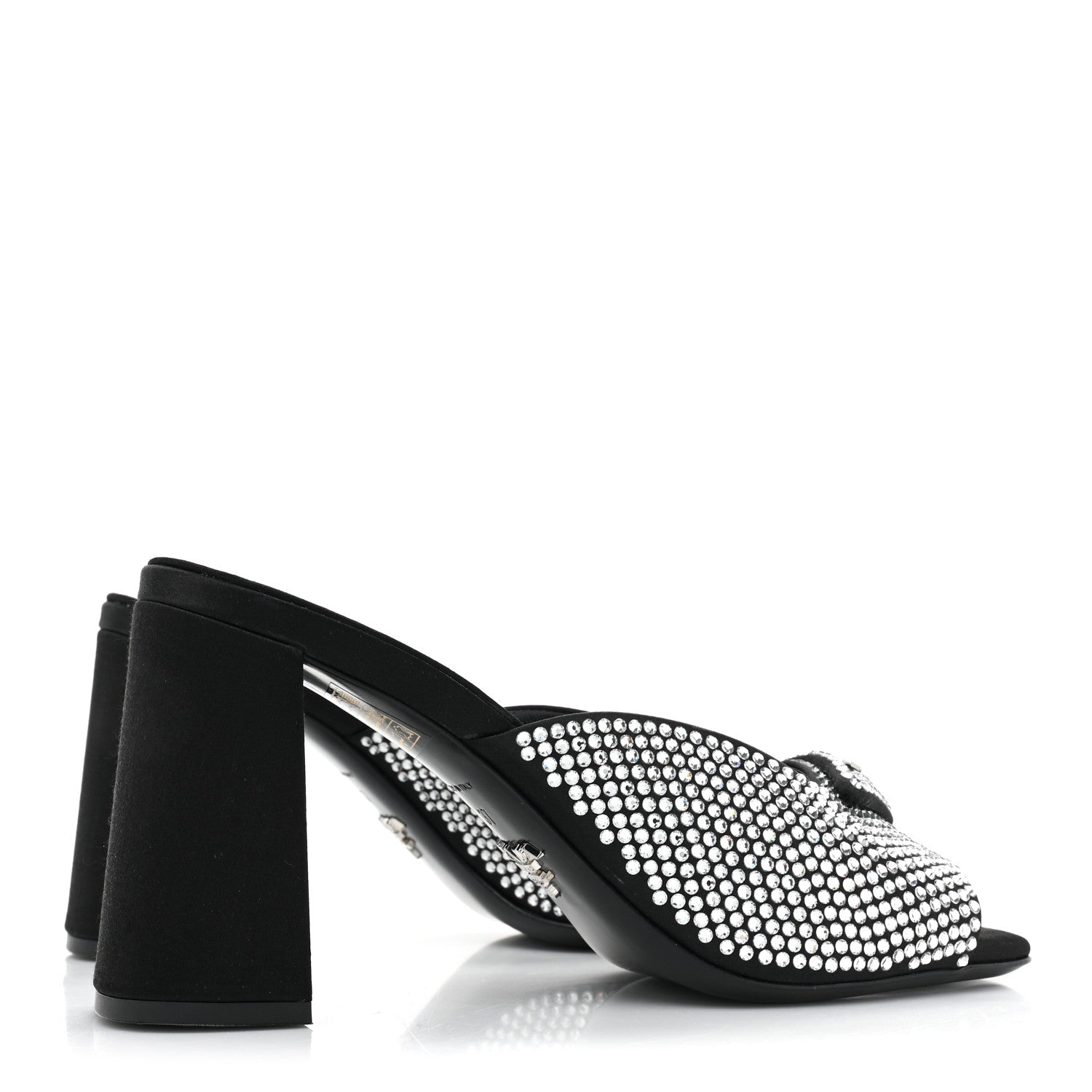 Prada Satin Crystal Logo 65mm Slide Sandals 37 Cristal 4 of 8