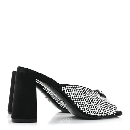 Prada Satin Crystal Logo 65mm Slide Sandals 37 Cristal 4 of 8