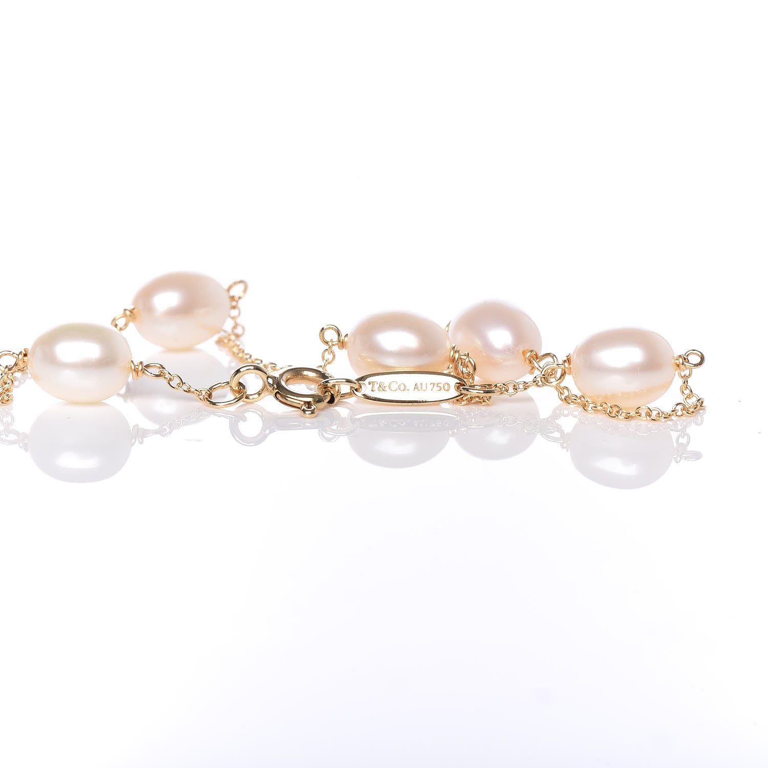 Tiffany 18K Yellow Gold Pearl 6-6.5mm Elsa Peretti Pearls By The Yard Bracelet 4 of 5