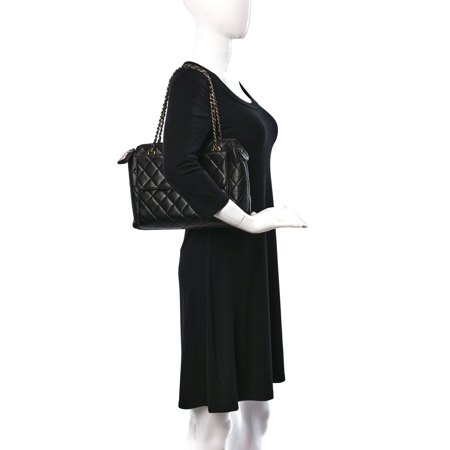 Lambskin Quilted Flap Shoulder Bag Black