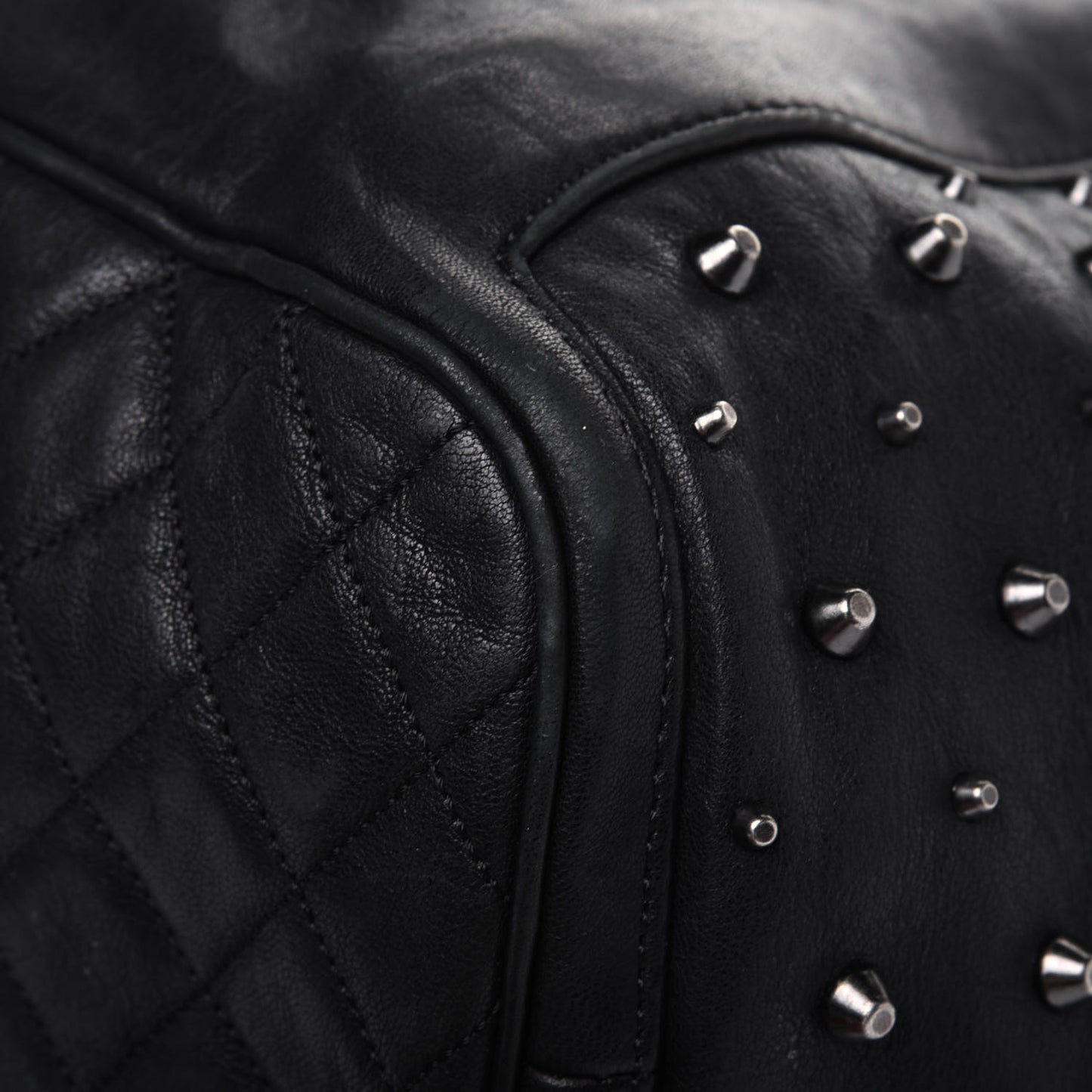 Lambskin Studded Blare Tote Black