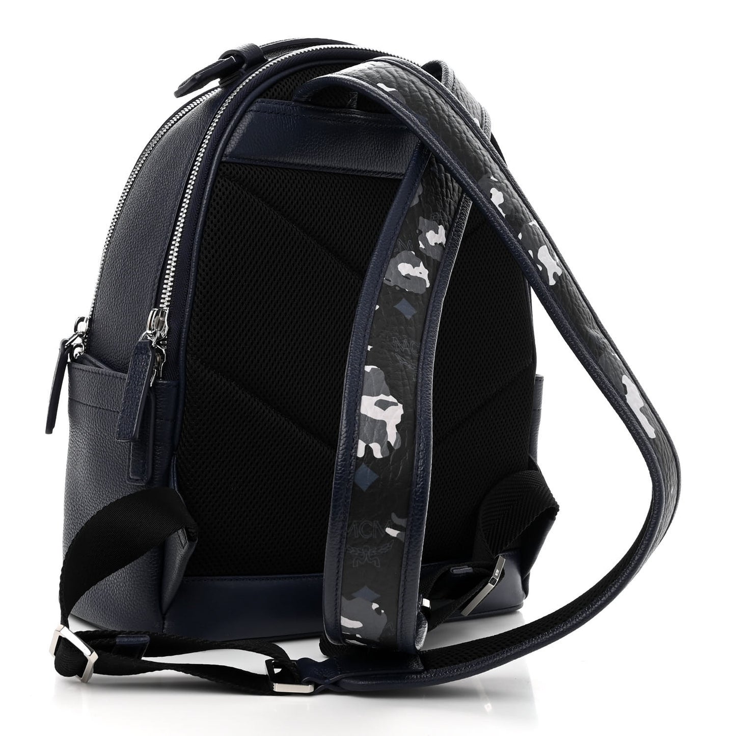 Calfskin Visetos Floral Leopard Klassik Small Stark Backpack Blue Black