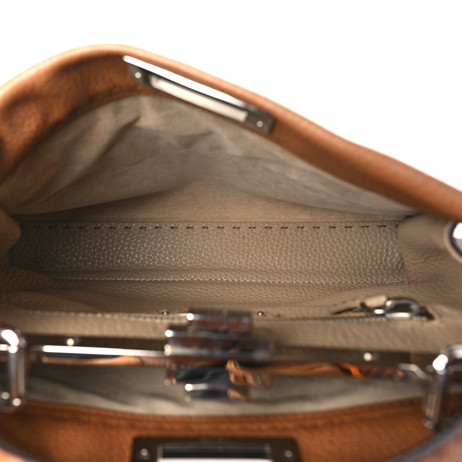 Fendi Cuoio Romano Selleria Bi-Color Medium Peekaboo Iconic Satchel Mou Deserto 5 of 11