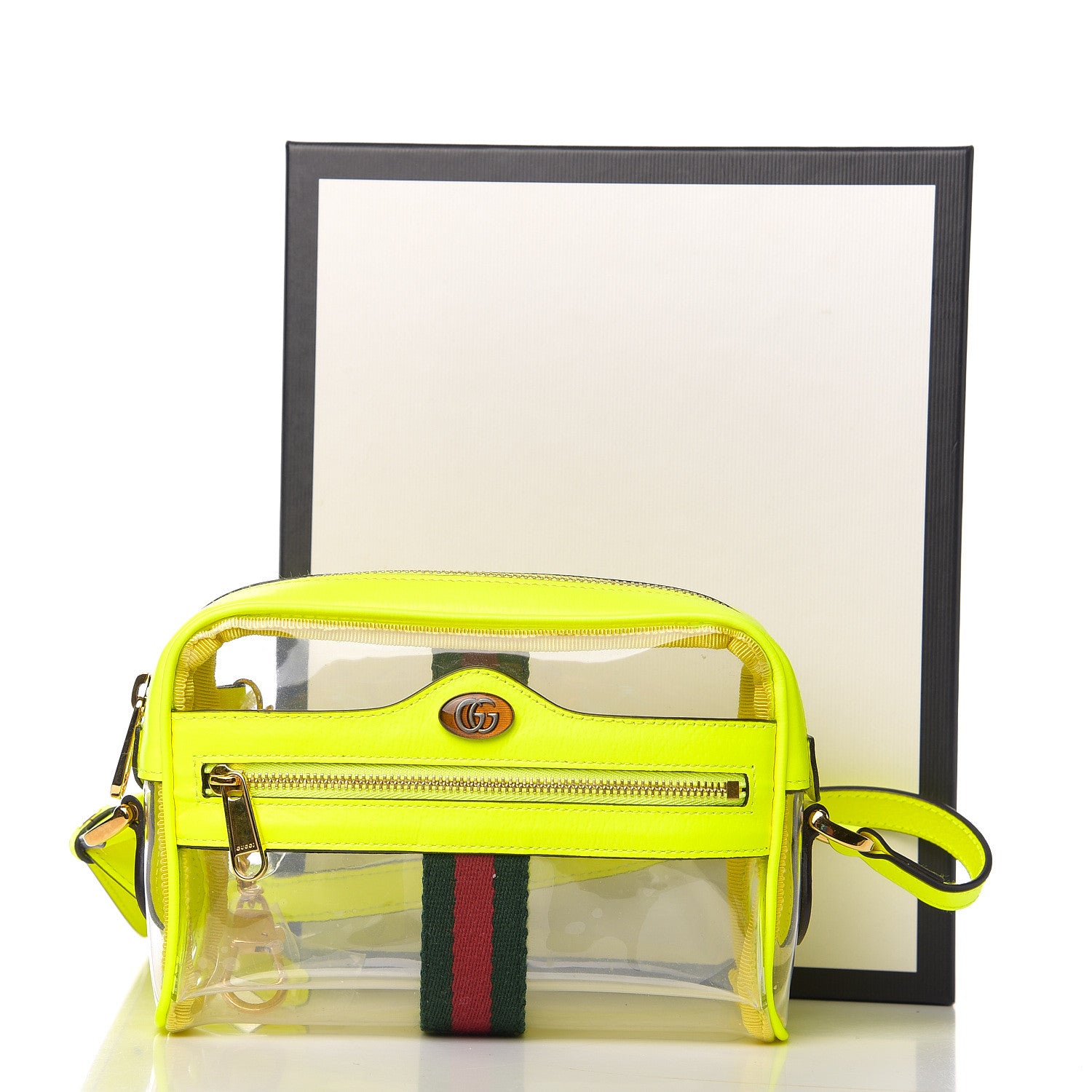 Gucci Vinyl Web Mini Ophidia Transparent Shoulder Bag Yellow Fluo 9 of 9