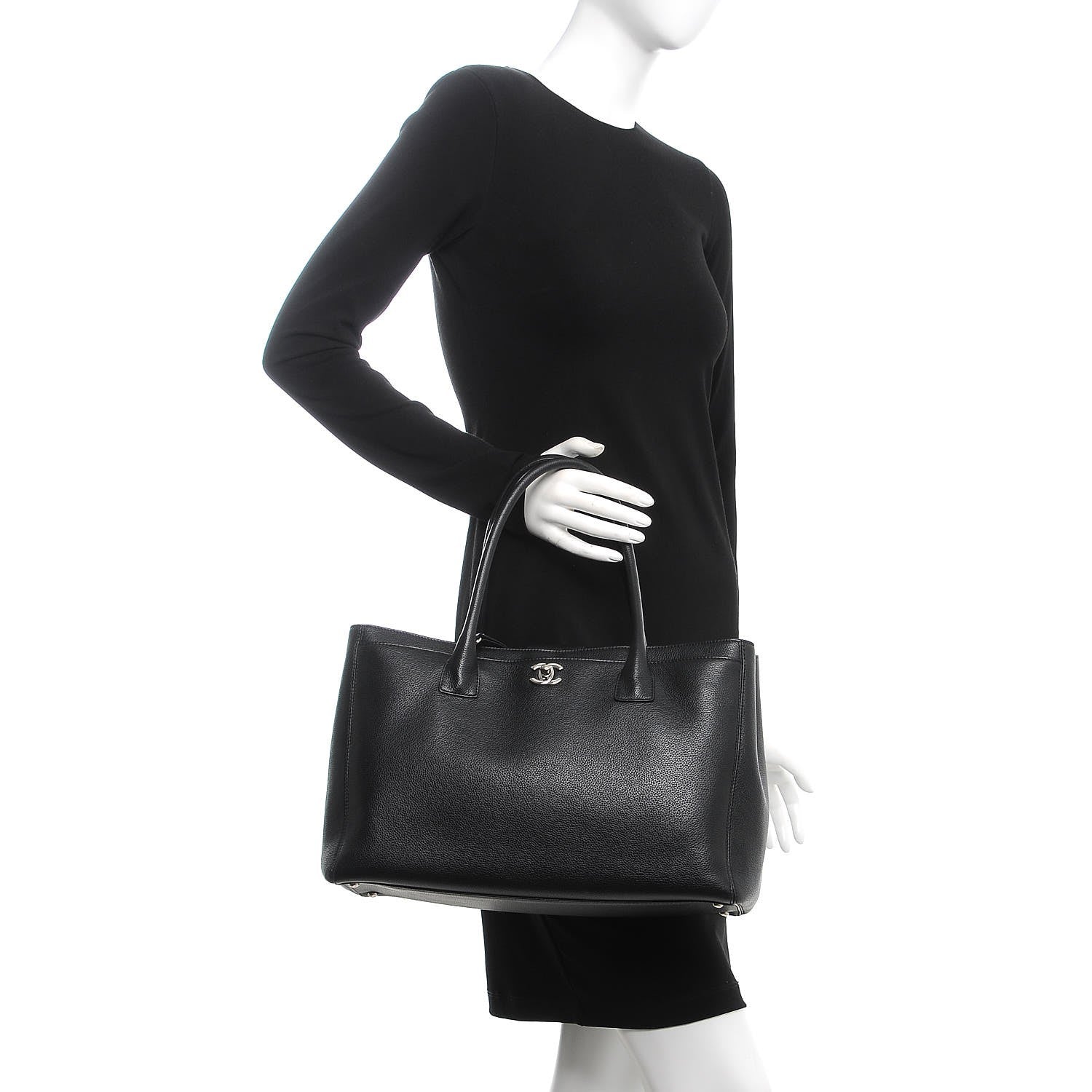Chanel Calfskin Cerf Executive Shopper Tote Black 3 of 11