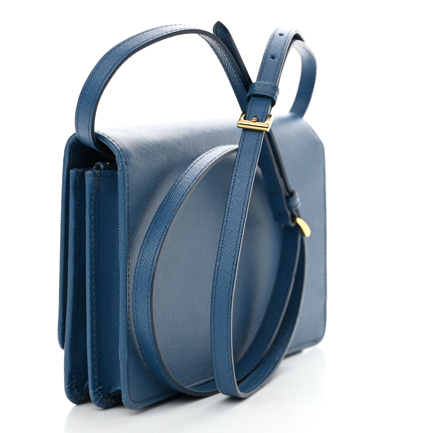 Saffiano Metal Flap Wallet With Strap Cobalto