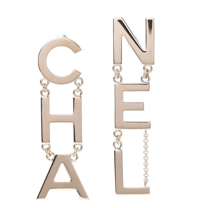 Chanel Metal Cha-Nel Logo Drop Earrings Gold 1 of 5