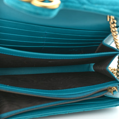 Gucci Velvet Matelasse GG Marmont Chain Wallet Pavone Cyan 5 of 10