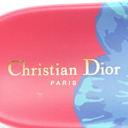 Christian Dior Canvas D-Flower Pop Embroidered Dway 10mm Slide Sandals 36 Pink Blue Multicolor 7 of 8