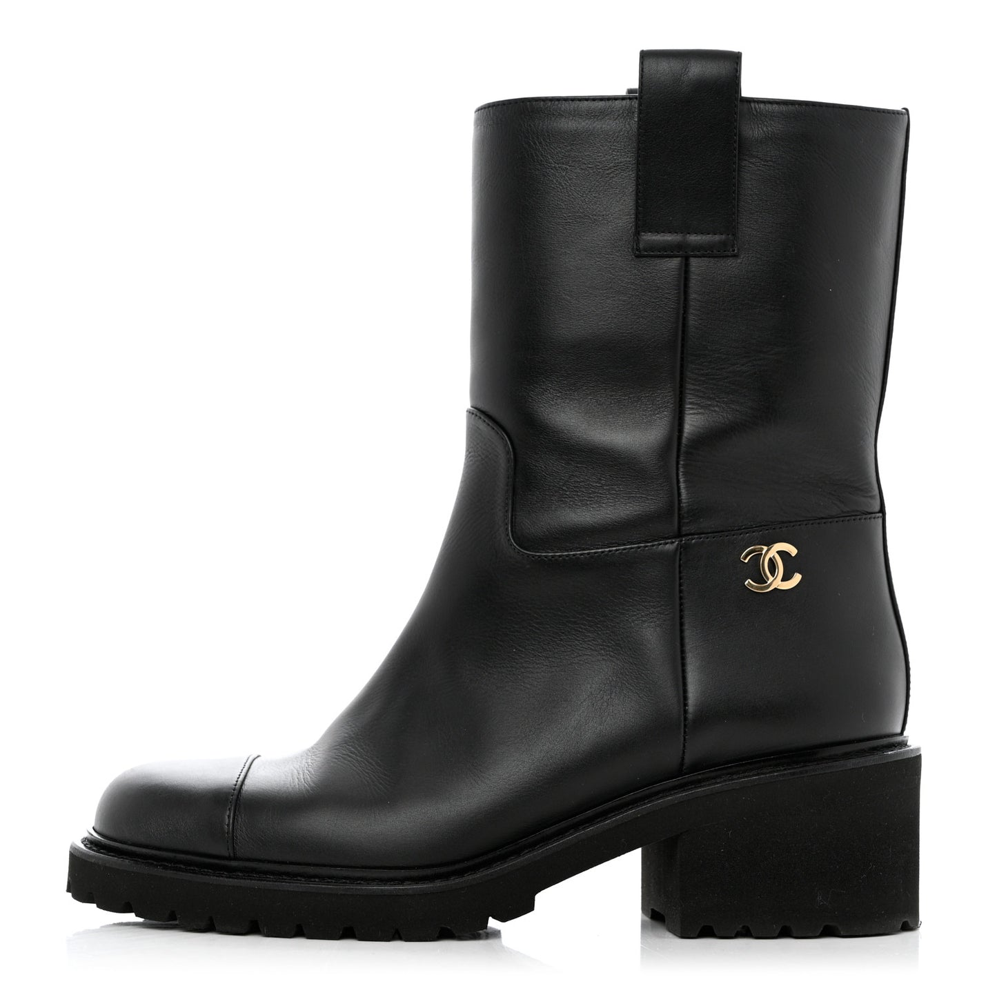Calfskin CC Ankle Boots 38 Black