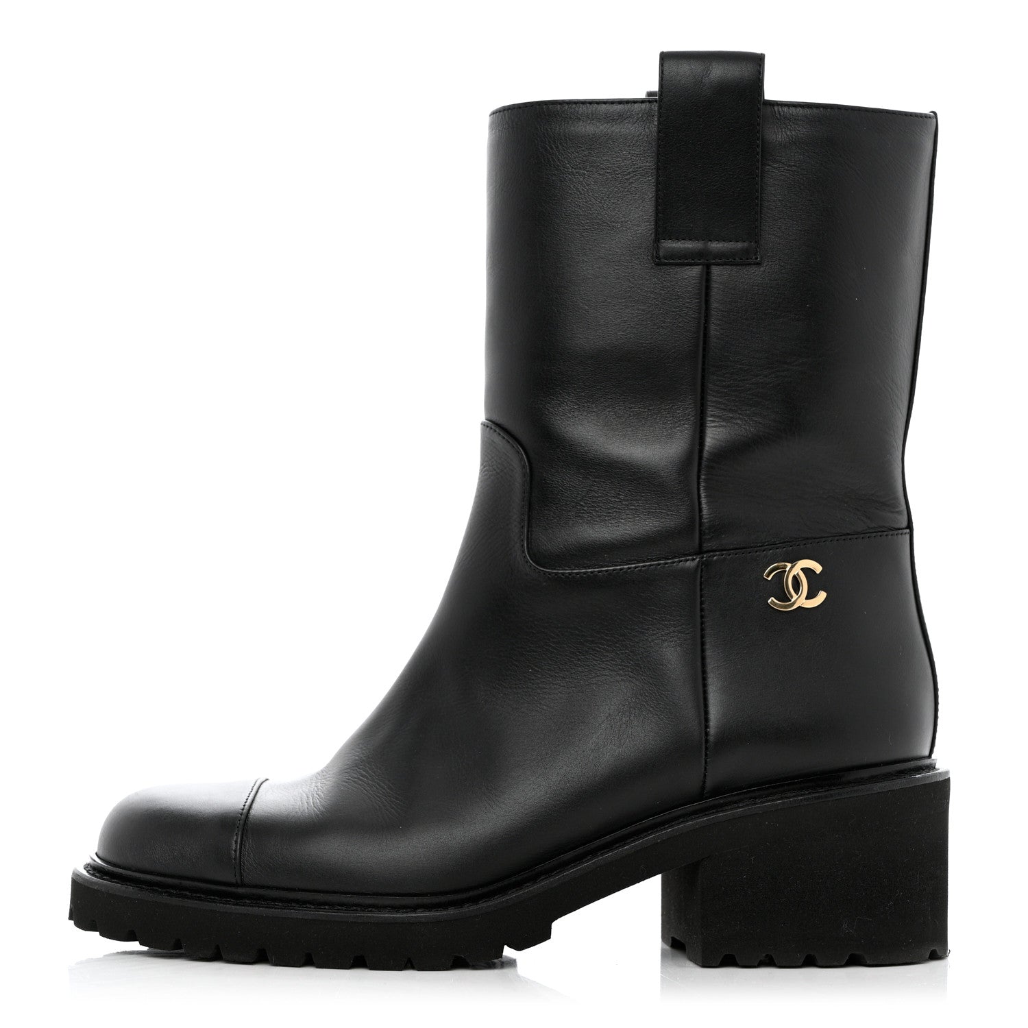 Chanel Calfskin CC Ankle Boots 38 Black 1 of 8