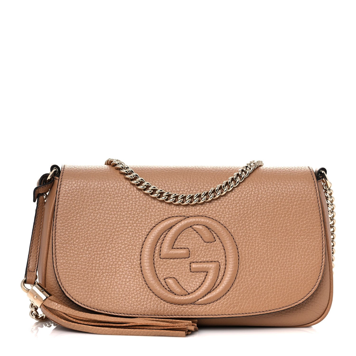 Gucci Pebbled Calfskin Medium Soho Flap Crossbody Camelia 1 of 12