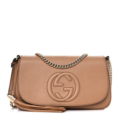 Gucci Pebbled Calfskin Medium Soho Flap Crossbody Camelia 1 of 12