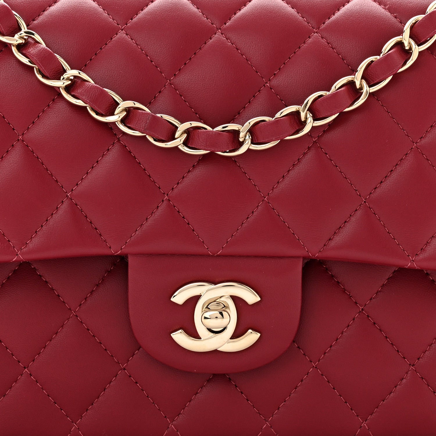 Chanel Lambskin Quilted Medium Double Flap Burgundy 8 of 11
