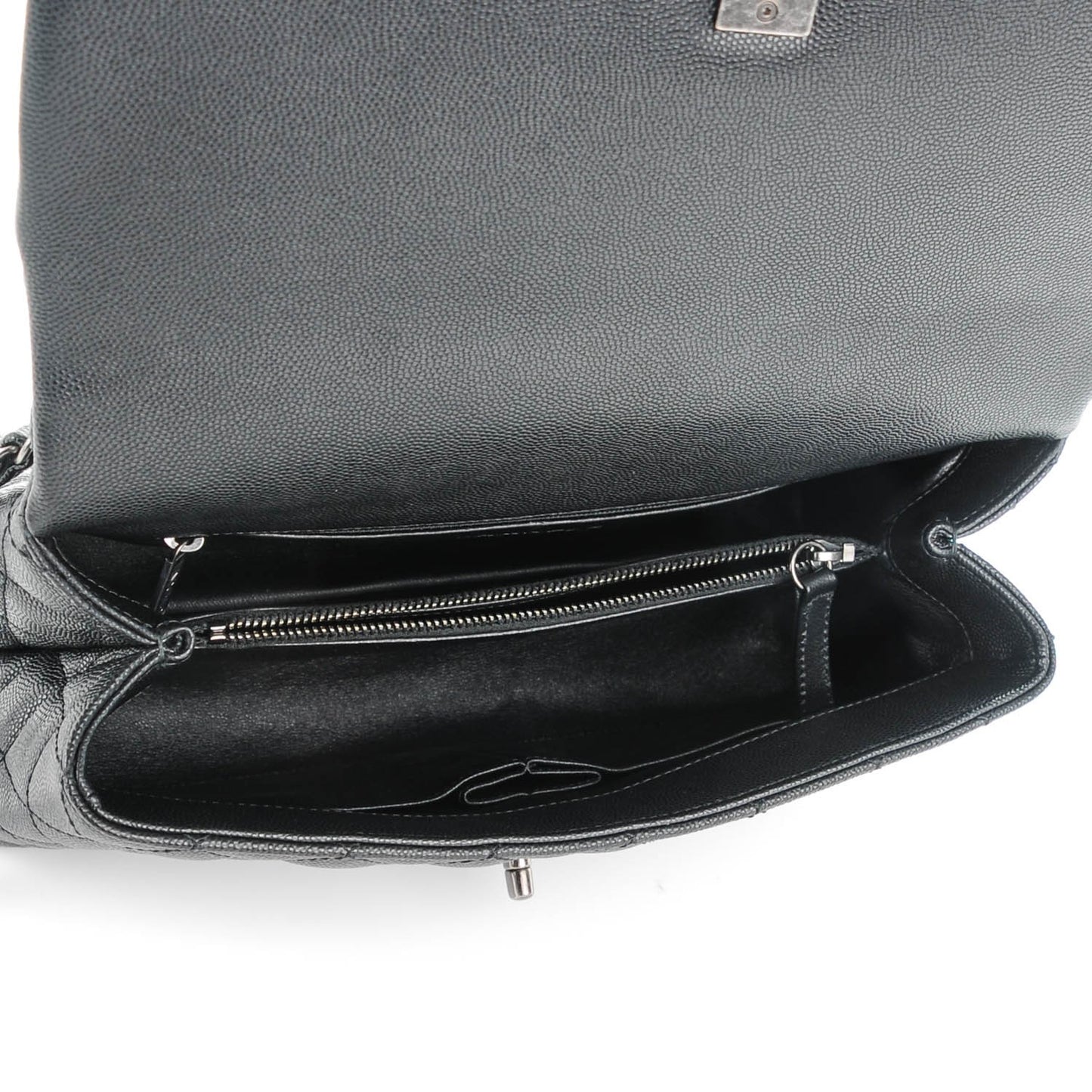 Caviar Lizard Quilted Small Coco Handle Flap Black