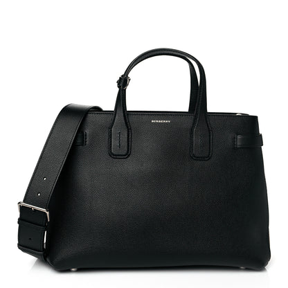 Burberry Grainy Calfskin Vintage Check Medium Banner Tote Black 1 of 9